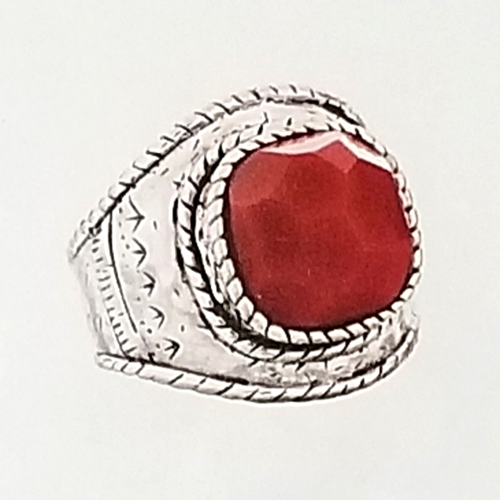 Silpada 925 Sterling Silver & Red Coral Ring R2890